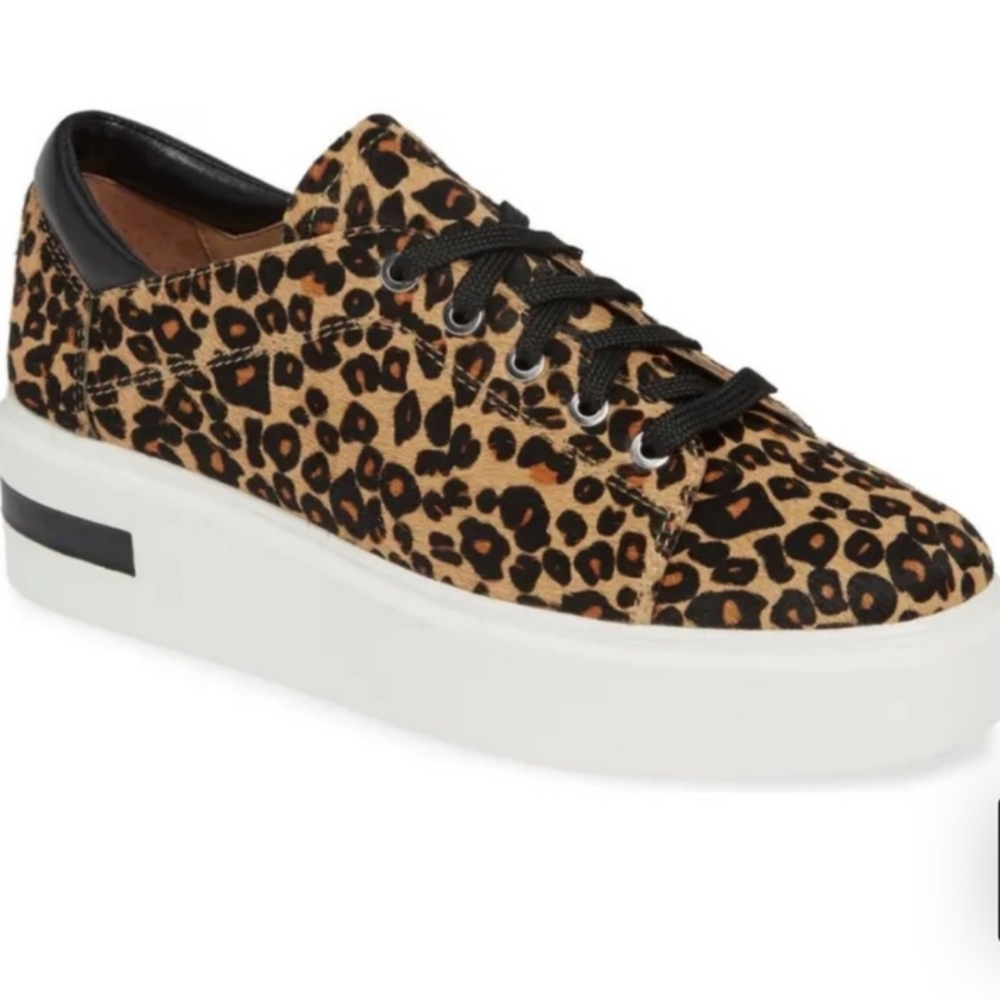 Linea Paolo Calf Hair Leopard Shoe Platform Kendra 8 Sneaker $120